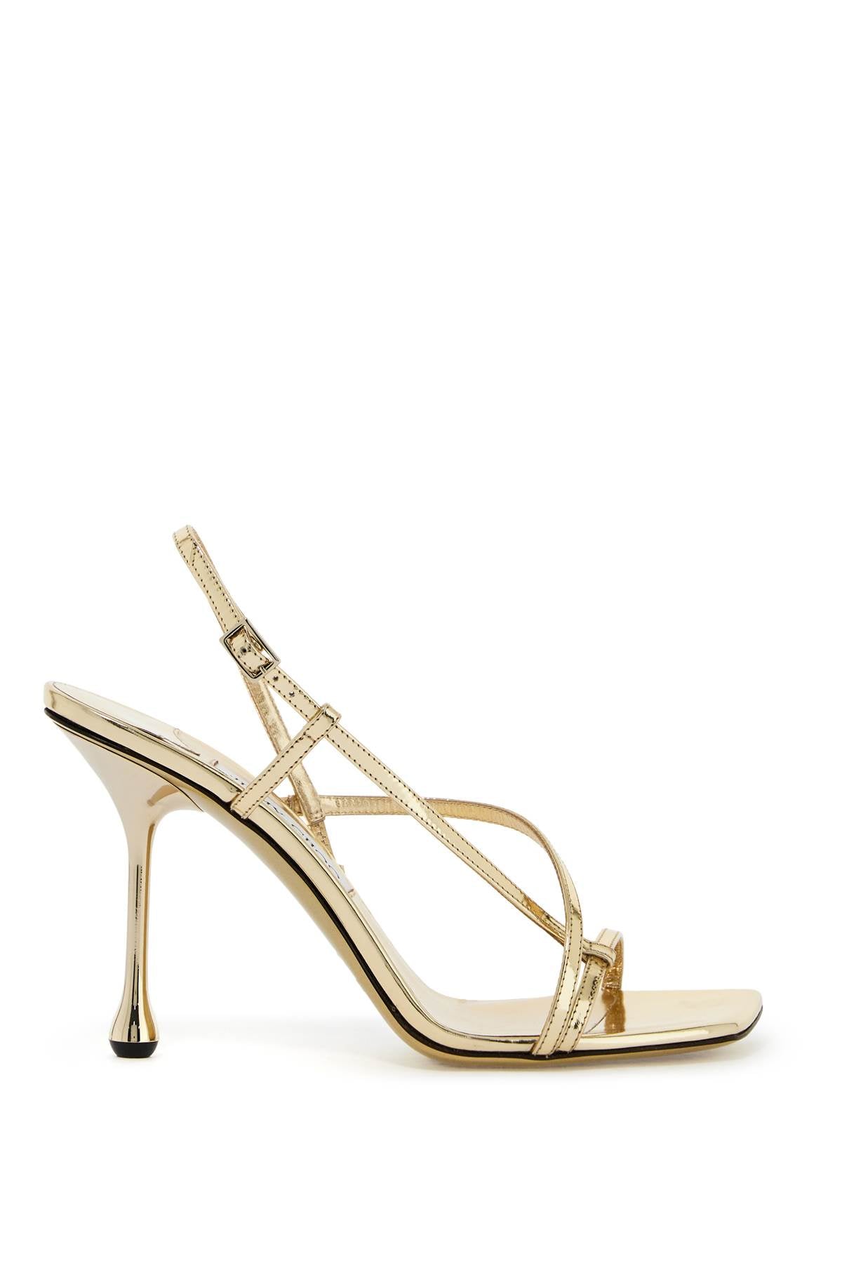 Jimmy Choo Etana 95 Metallic Leather Sandals - Sand image 0