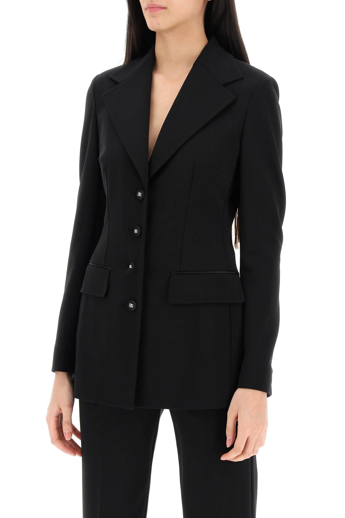 Dolce & Gabbana Milano-Stitch Jersey Single-Breasted Jacket image 3