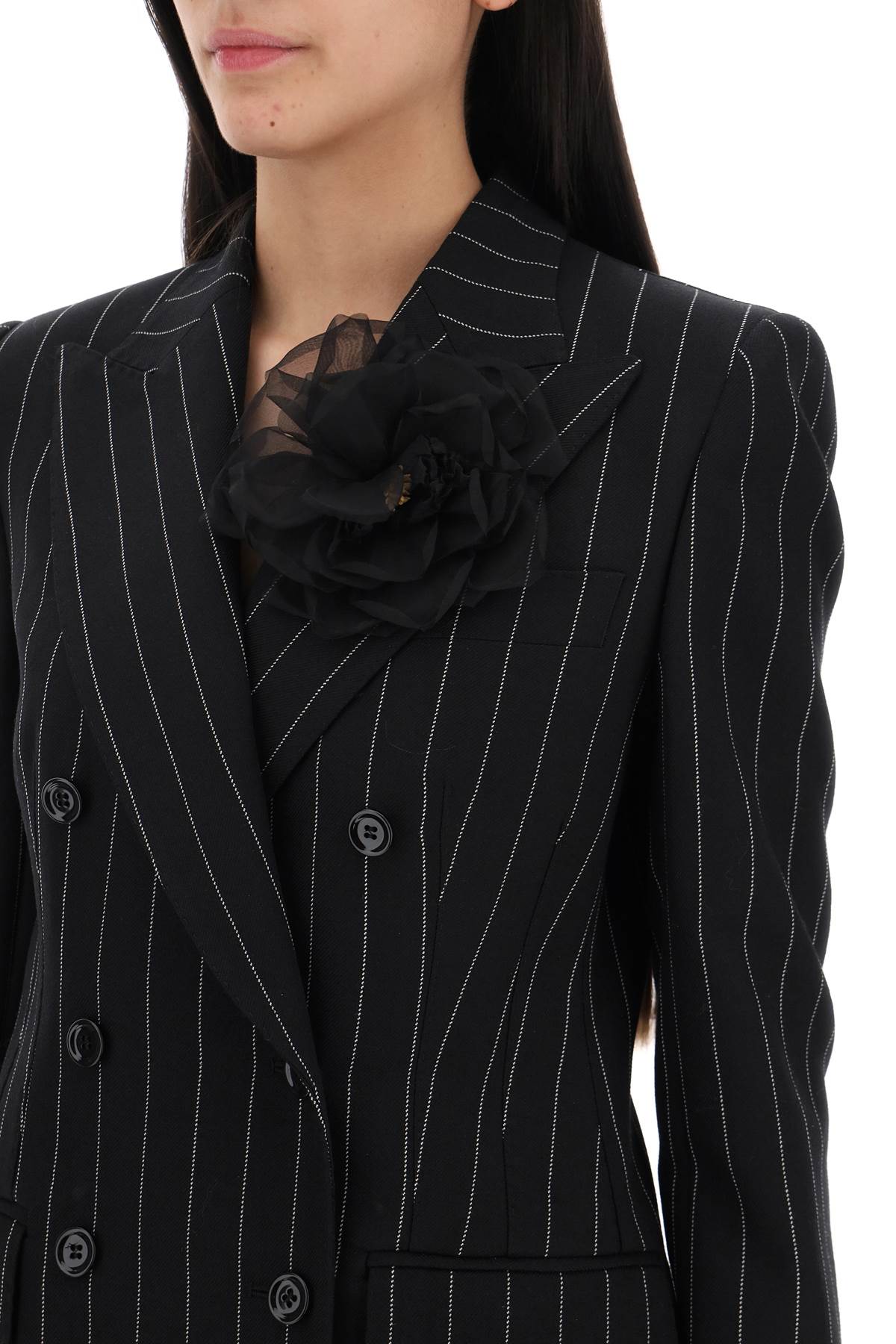 Dolce & Gabbana Double-Breasted Turlington Pinstripe Wool Jacket image 3