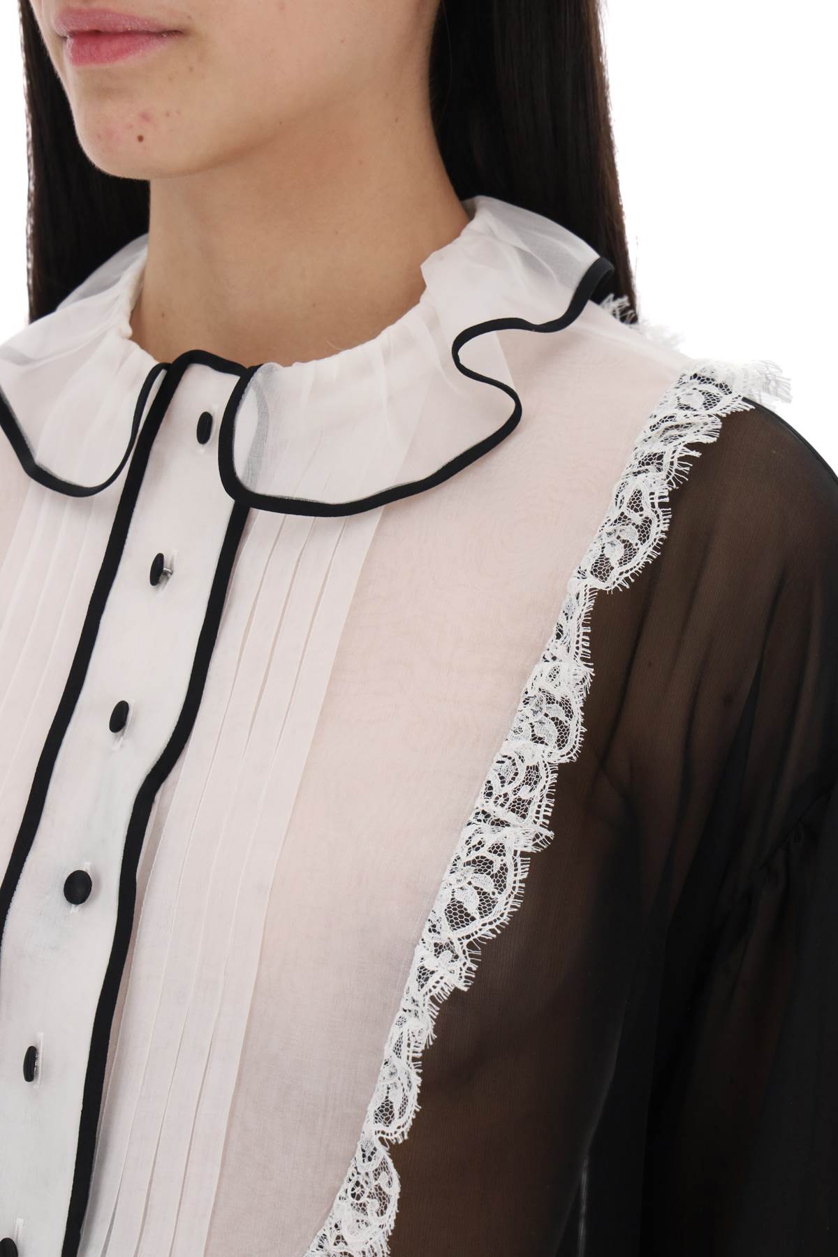 Dolce & Gabbana Silk Chiffon Blouse with Organza Plastron image 3