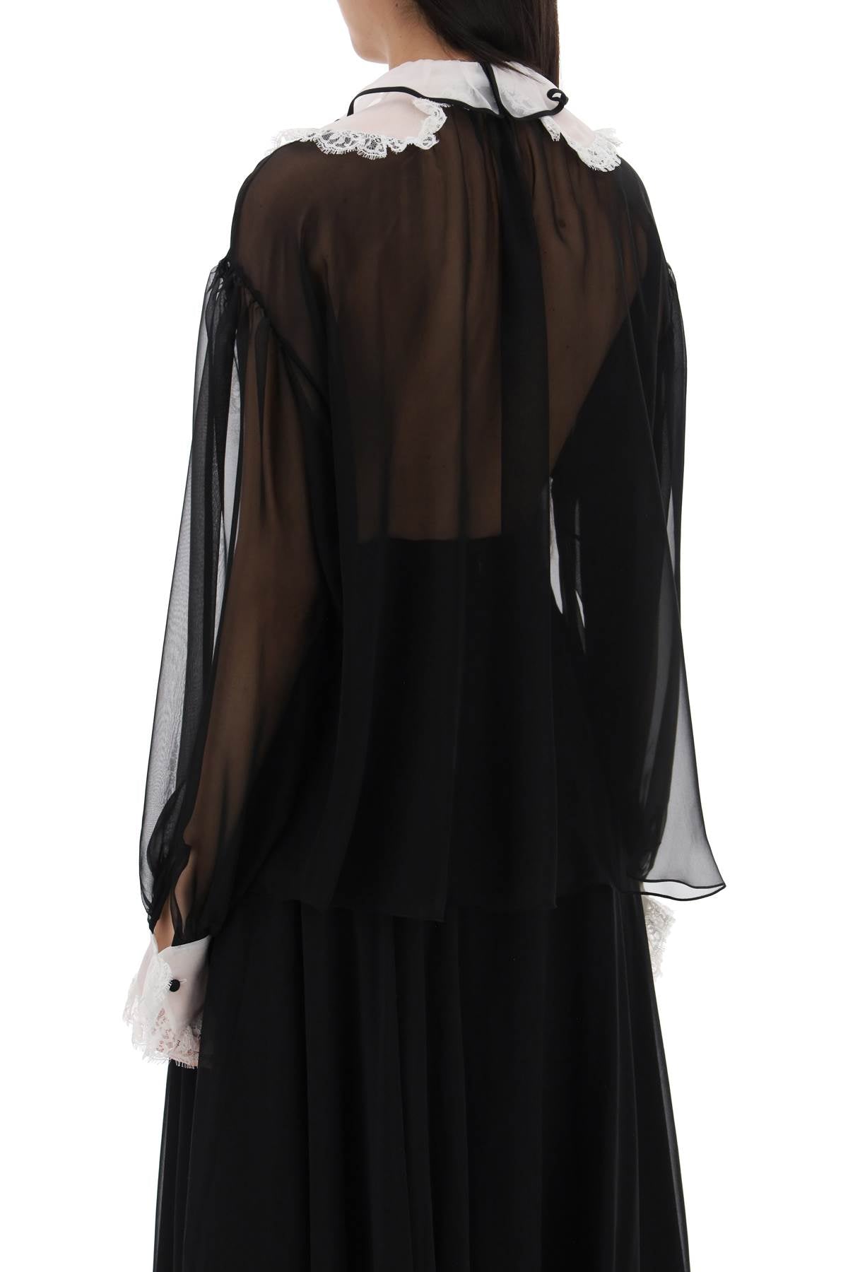 Dolce & Gabbana Silk Chiffon Blouse with Organza Plastron image 2