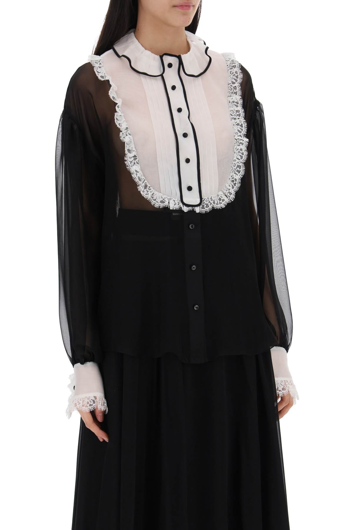 Dolce & Gabbana Silk Chiffon Blouse with Organza Plastron image 1