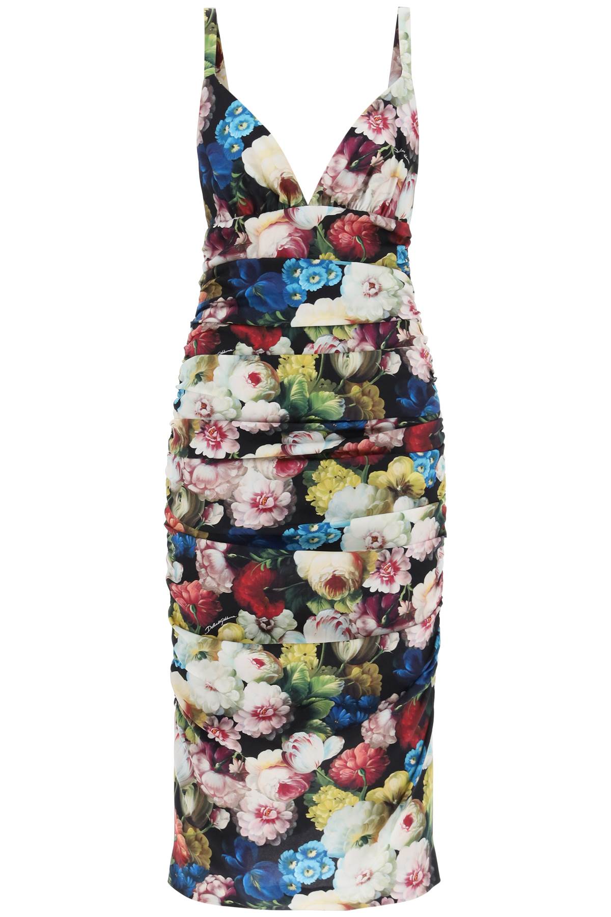 Dolce & Gabbana Nocturnal Flower Draped Midi Dress image 0