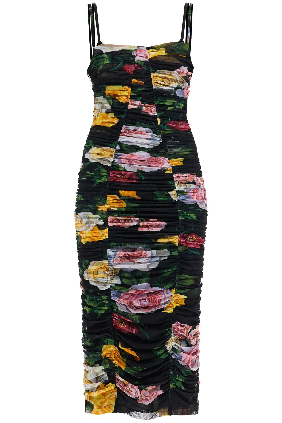 Dolce & Gabbana black floral midi synthetic dress image 0