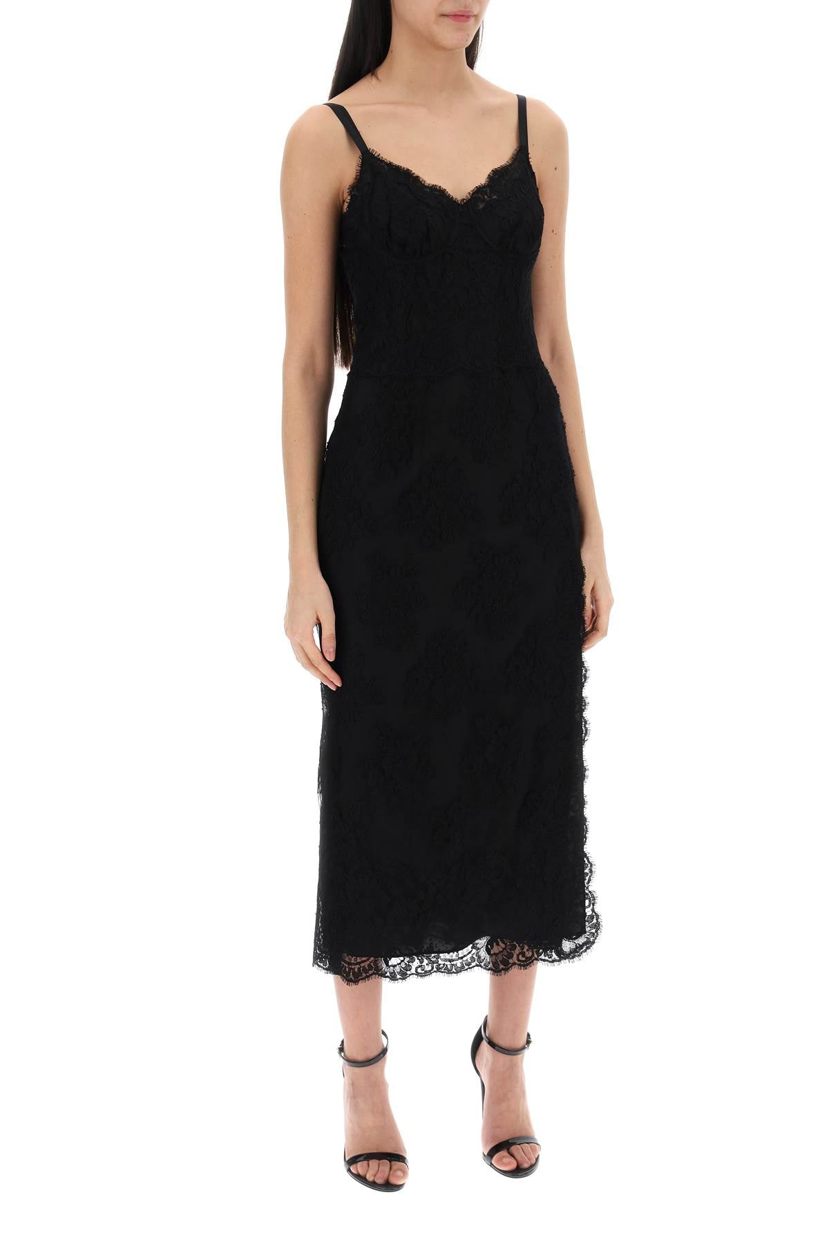 Dolce & Gabbana Lace Midi Dress with Side Slit image 1