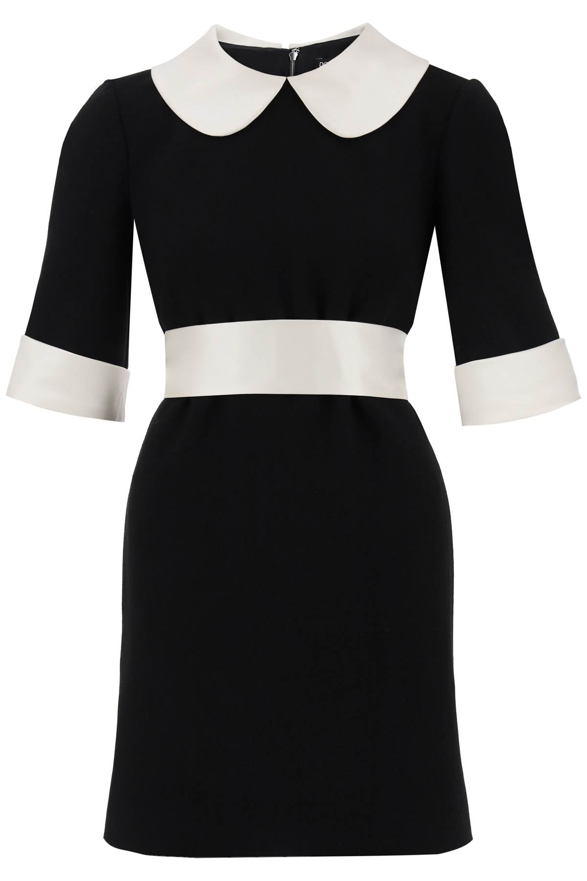 Dolce & Gabbana Mini Crepe and Satin Dress with Peter Pan Collar image 0