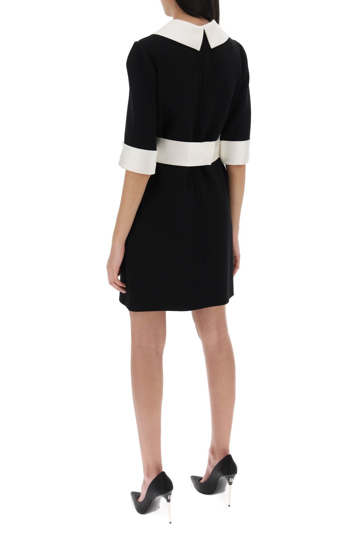 Dolce & Gabbana Mini Crepe and Satin Dress with Peter Pan Collar image 2