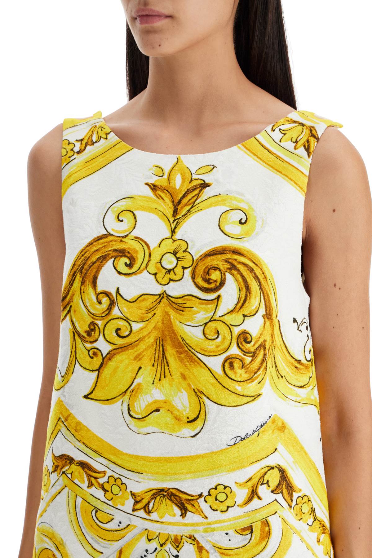 Dolce & Gabbana Mini Brocade Dress with Maiolica Print image 3