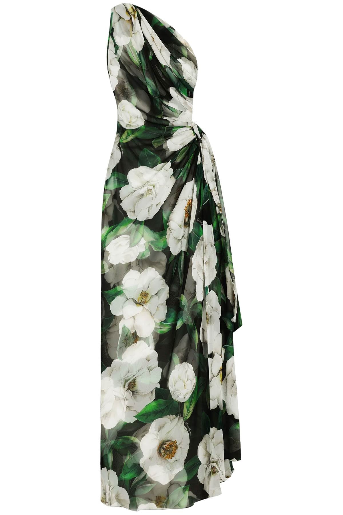 Dolce & Gabbana long one-shoulder floral silk dress image 0