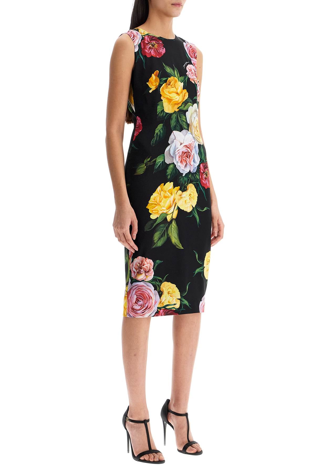 Dolce & Gabbana elegant black floral silk dress knee-length image 1