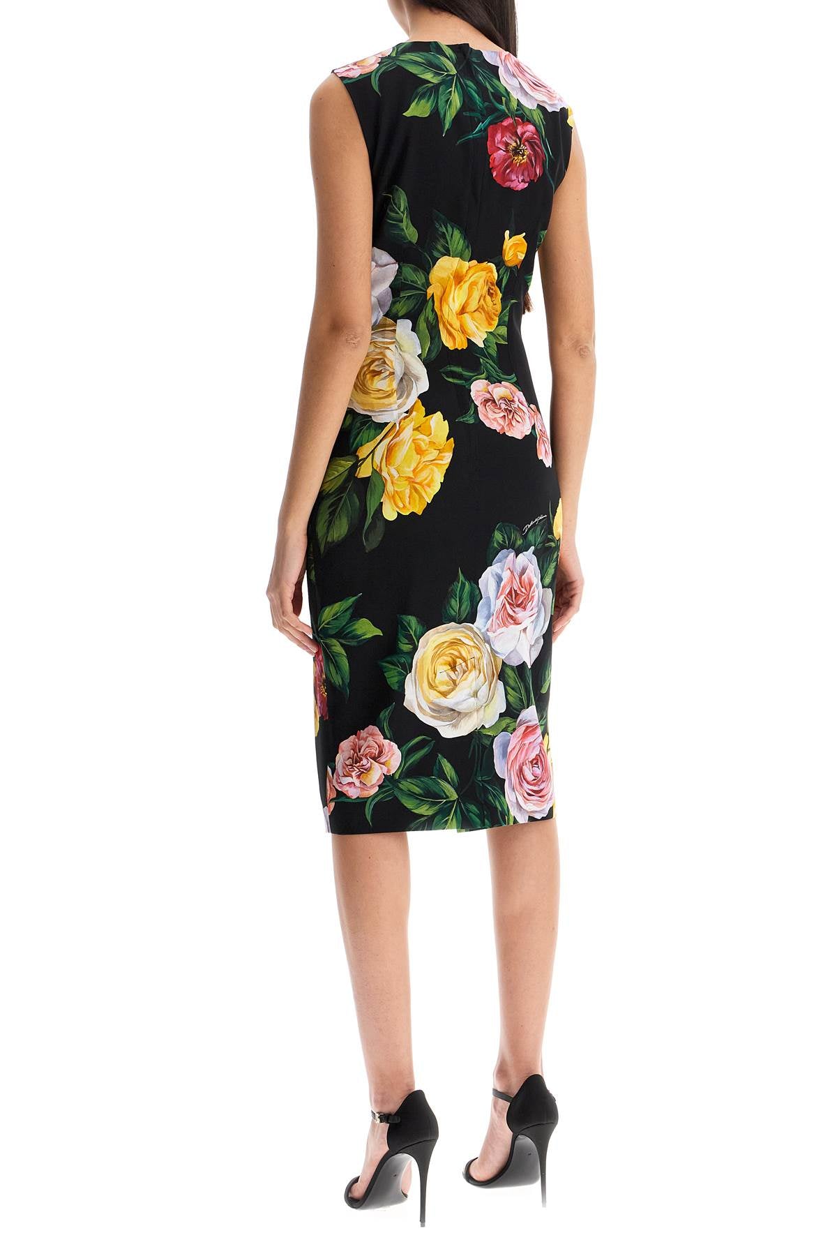 Dolce & Gabbana elegant black floral silk dress knee-length image 2