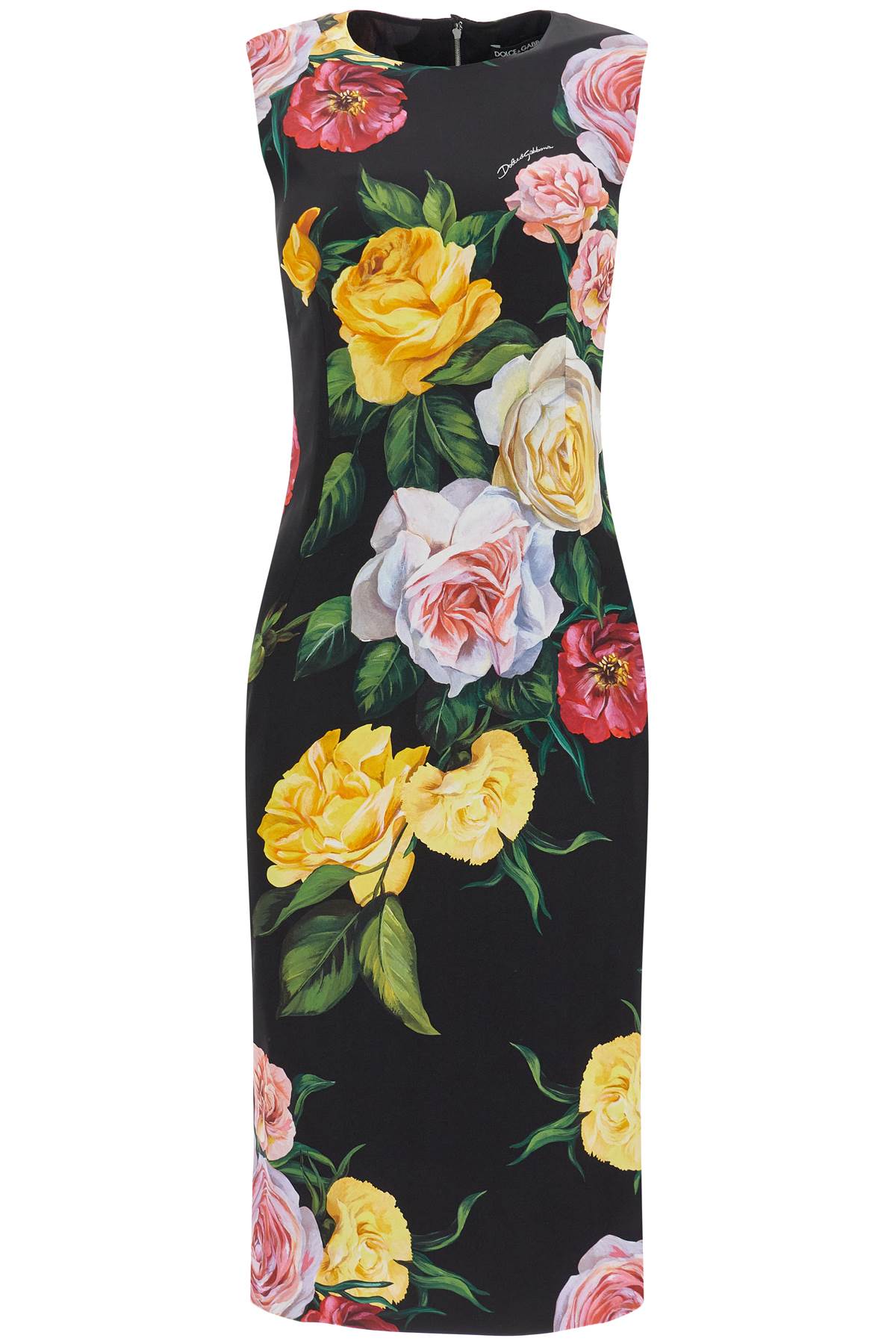 Dolce & Gabbana elegant black floral silk dress knee-length image 0