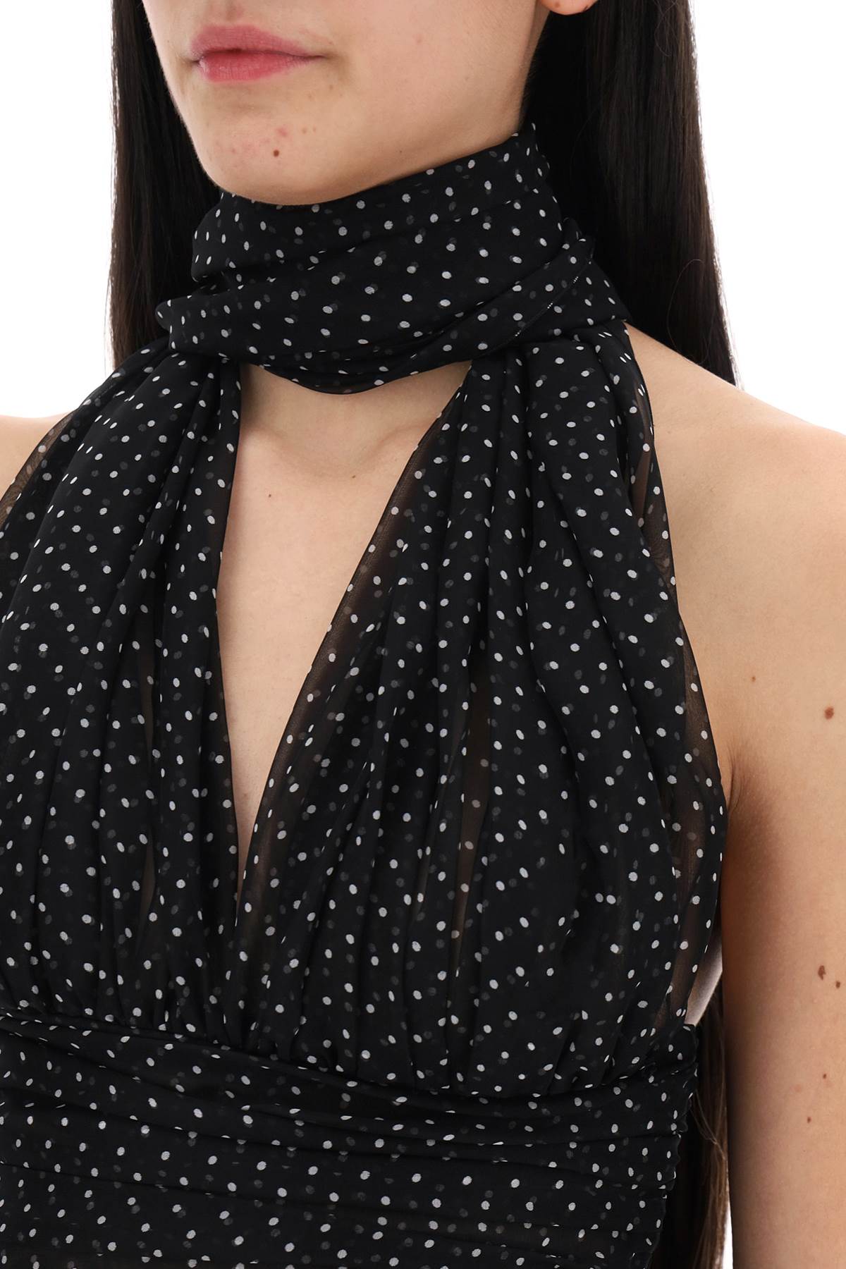 Dolce & Gabbana Polka Dot Chiffon Top with Scarf image 3