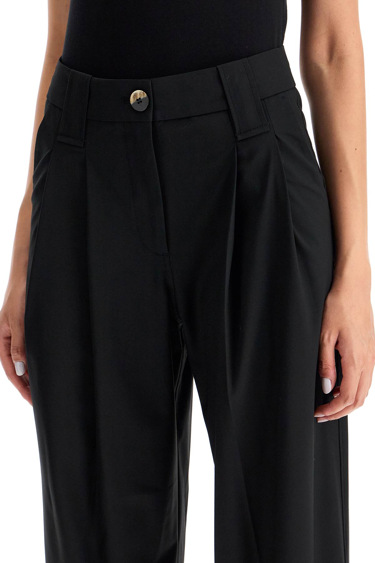 Ganni Double Pleat Fluid Trousers: Sustainable Viscose High-Waisted Pants image 3