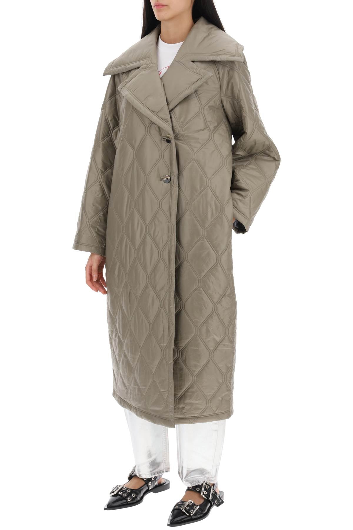 Ganni quilted oversized coat image 3