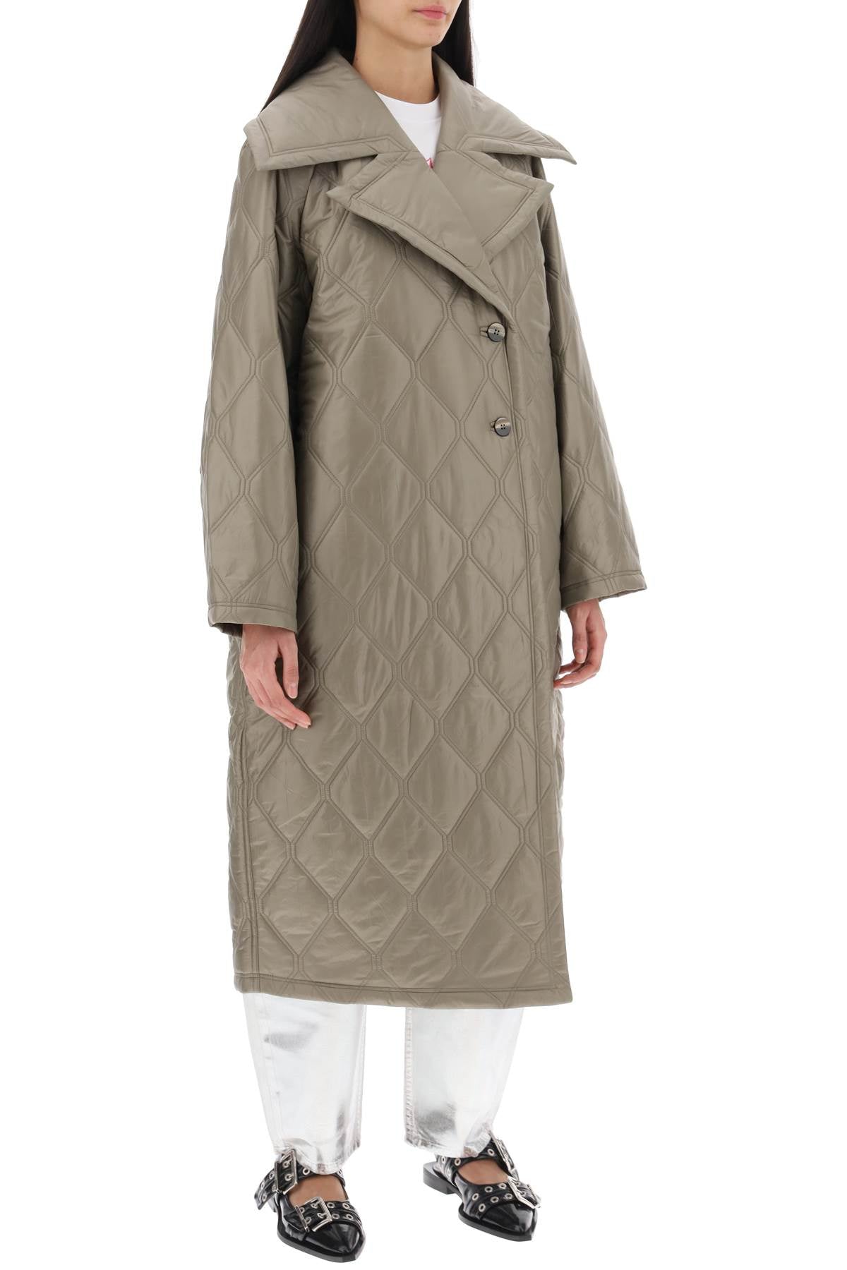 Ganni quilted oversized coat image 1