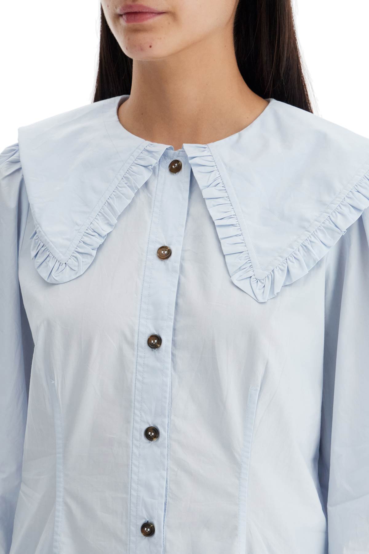 Ganni poplin shirt with oversized collar image 3