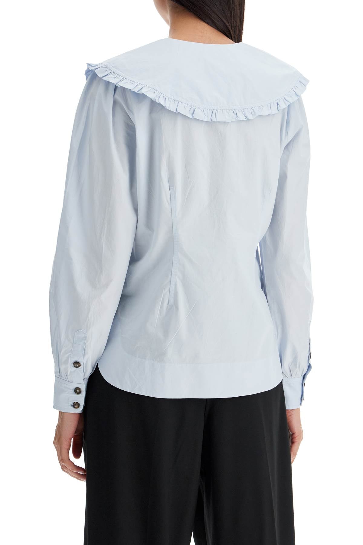 Ganni poplin shirt with oversized collar image 2