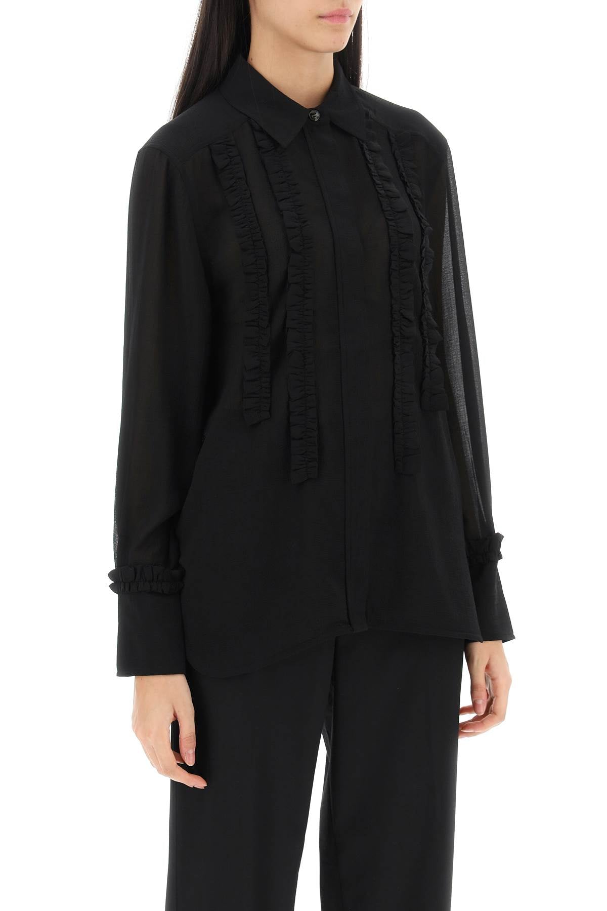 Ganni ruffled chiffon shirt image 1