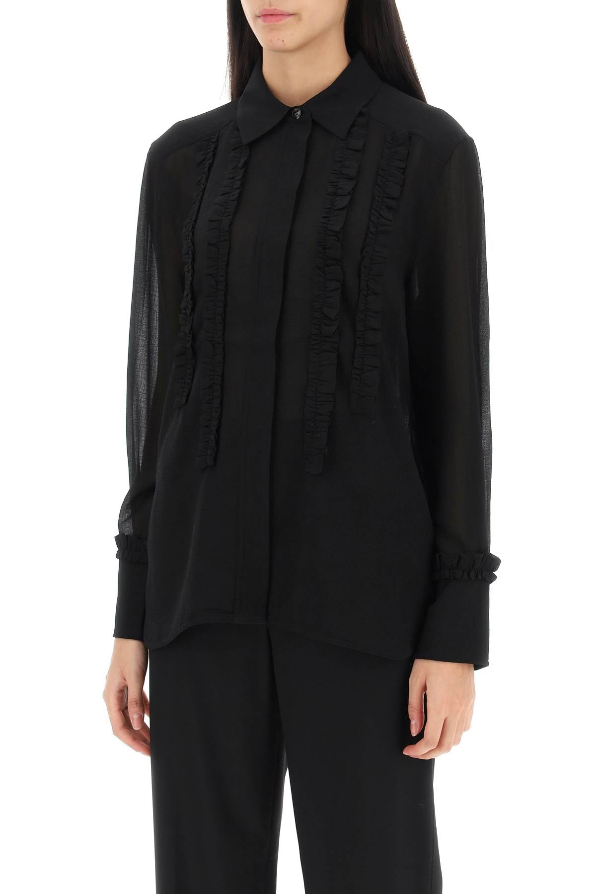 Ganni ruffled chiffon shirt image 3