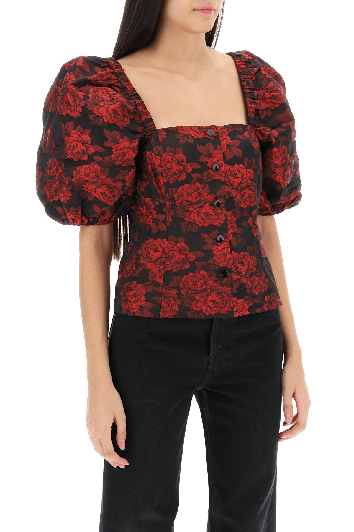 Ganni blouse in floral jacquard image 1