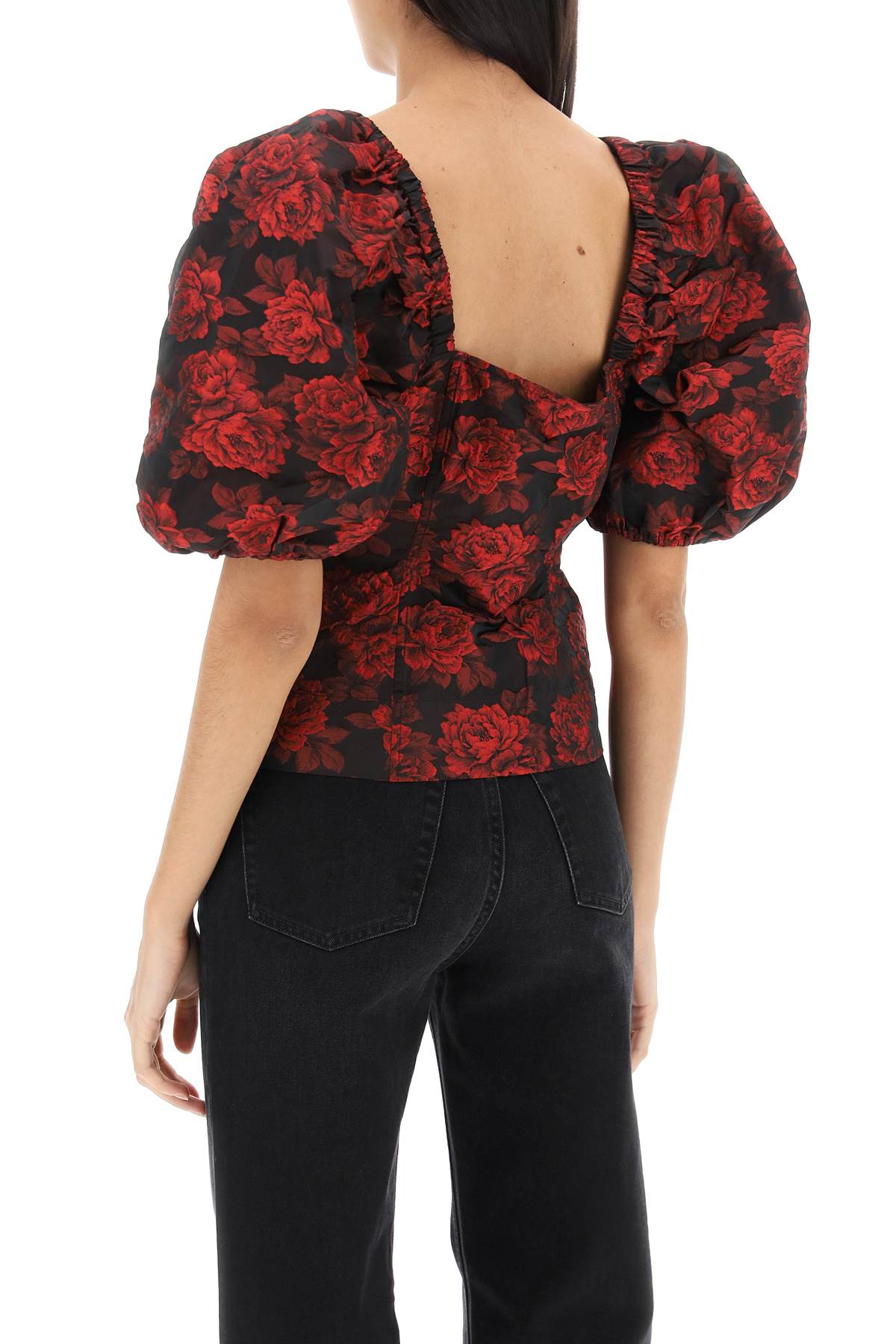 Ganni blouse in floral jacquard image 2