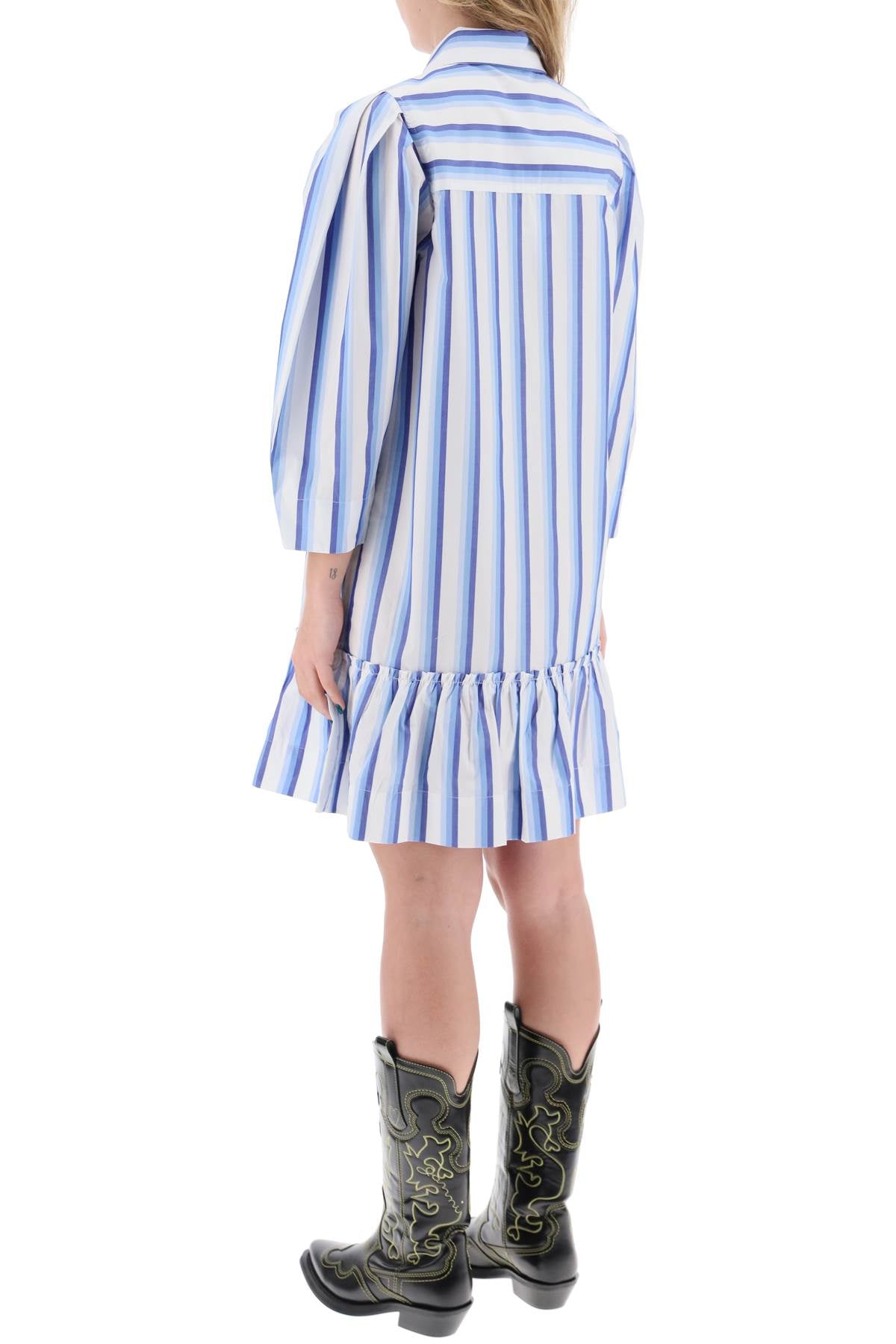 Ganni striped dress with ruffles. image 2