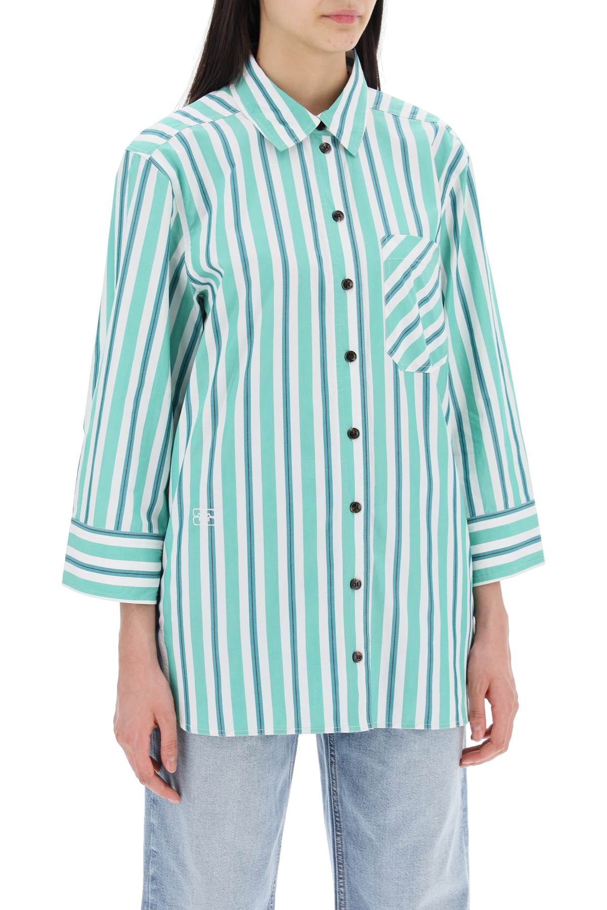 Ganni "oversized striped poplin shirt image 1