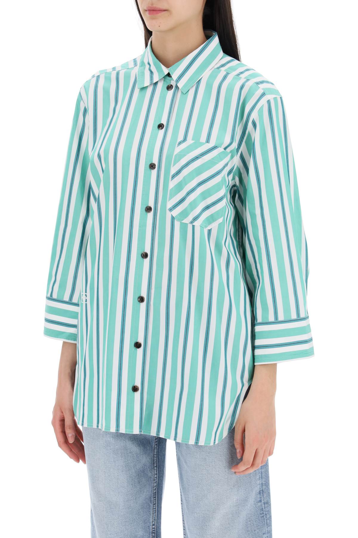 Ganni "oversized striped poplin shirt image 3