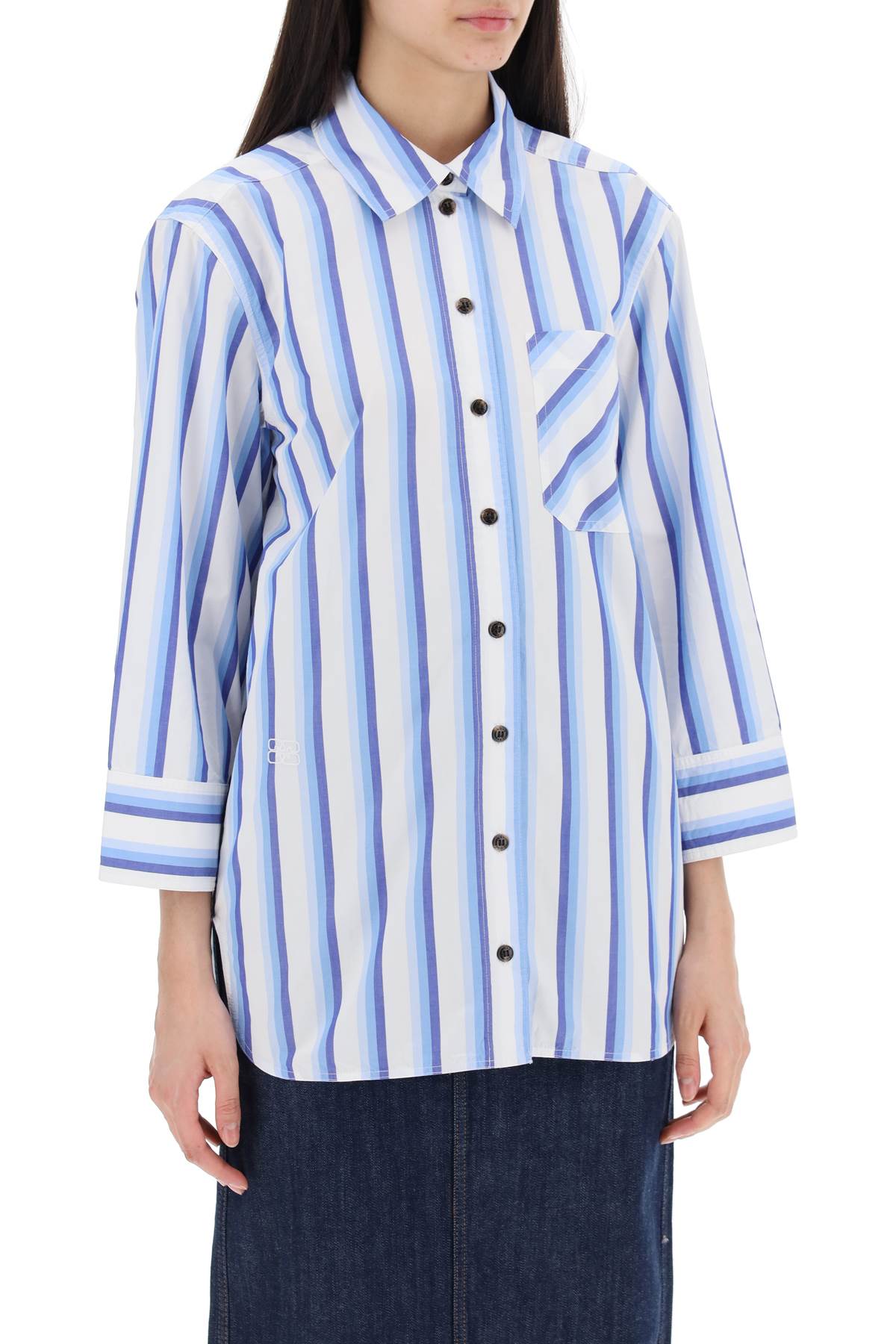 Ganni "oversized striped poplin shirt image 1