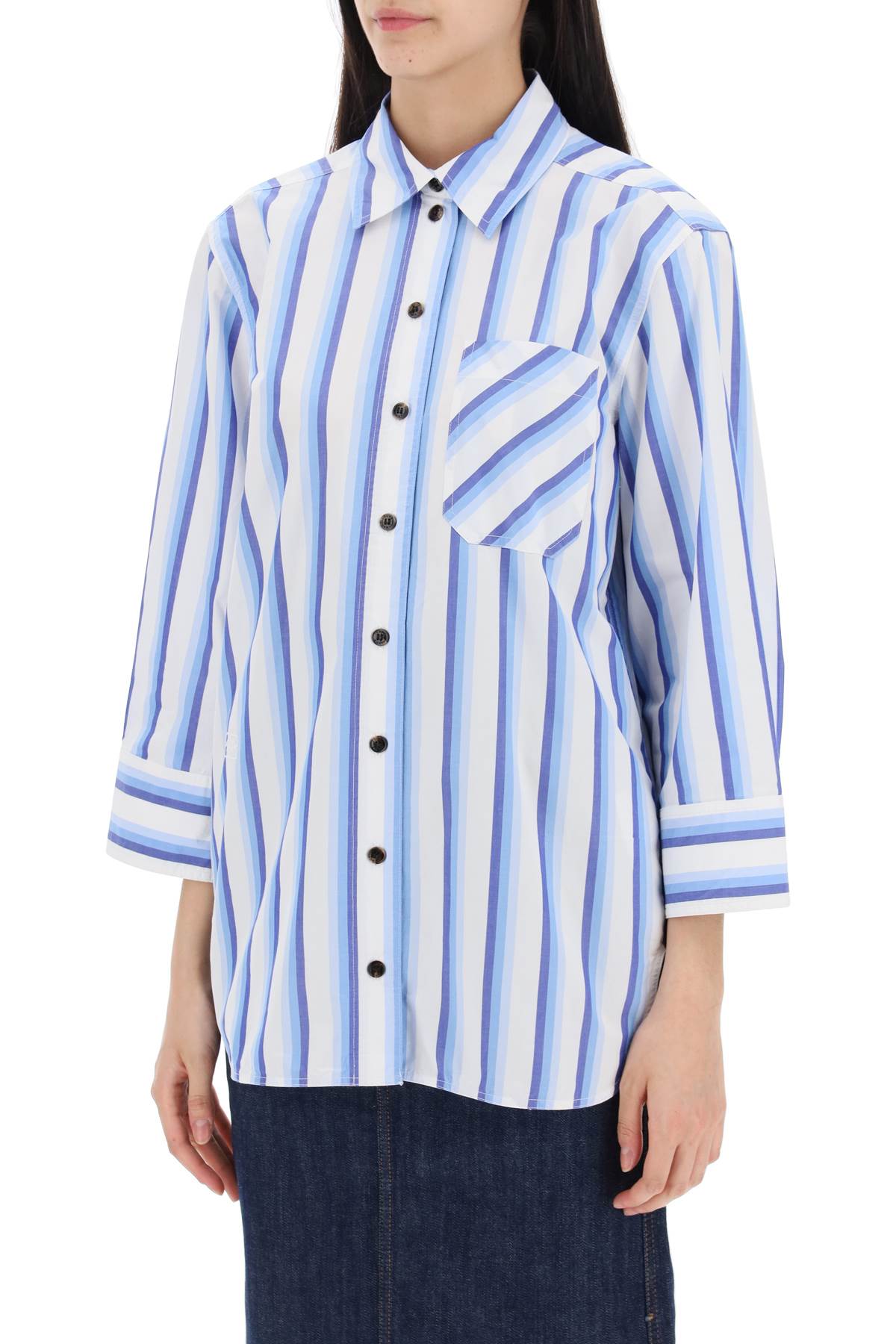 Ganni "oversized striped poplin shirt image 3