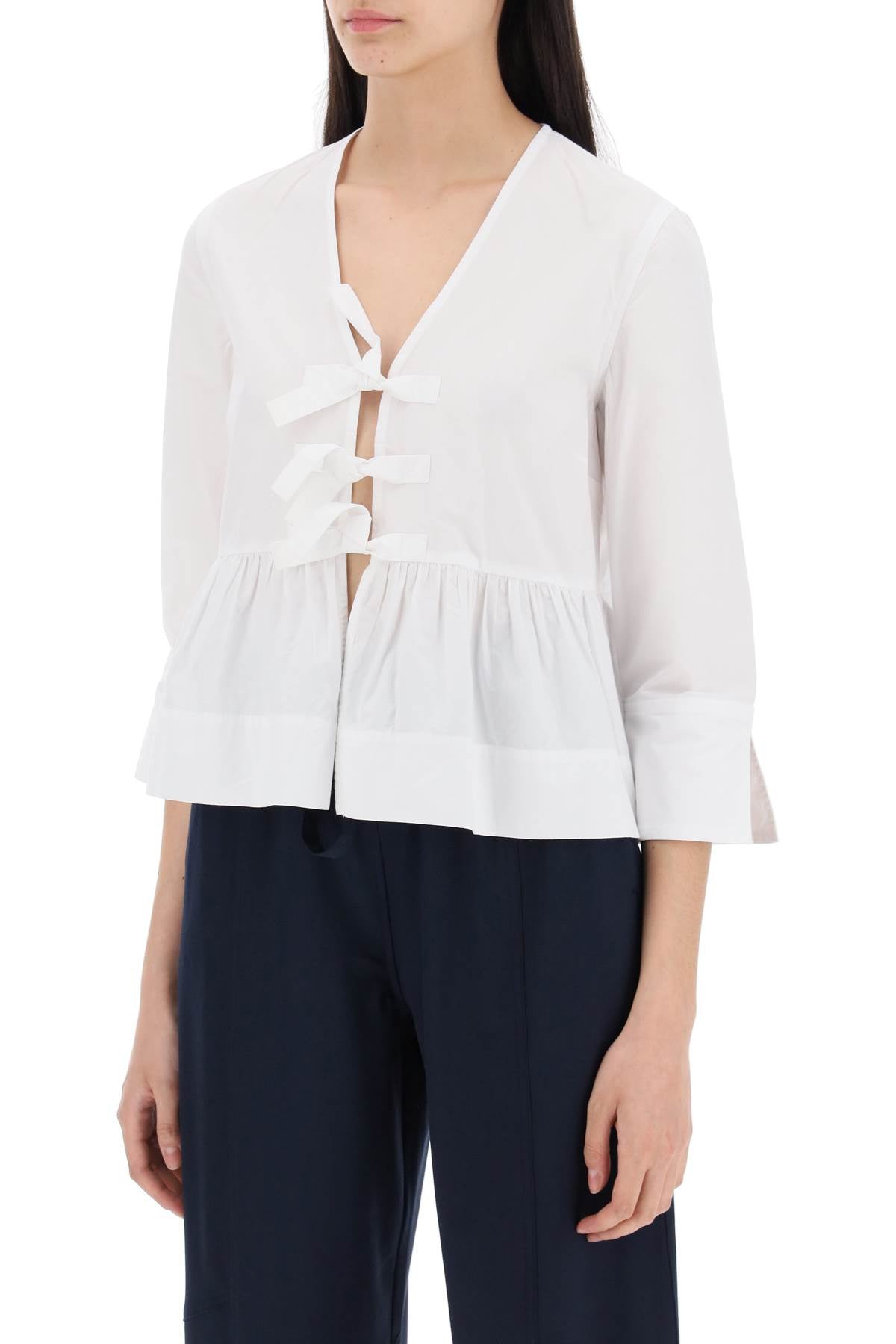 Ganni Organic Cotton Poplin Peplum Blouse image 3