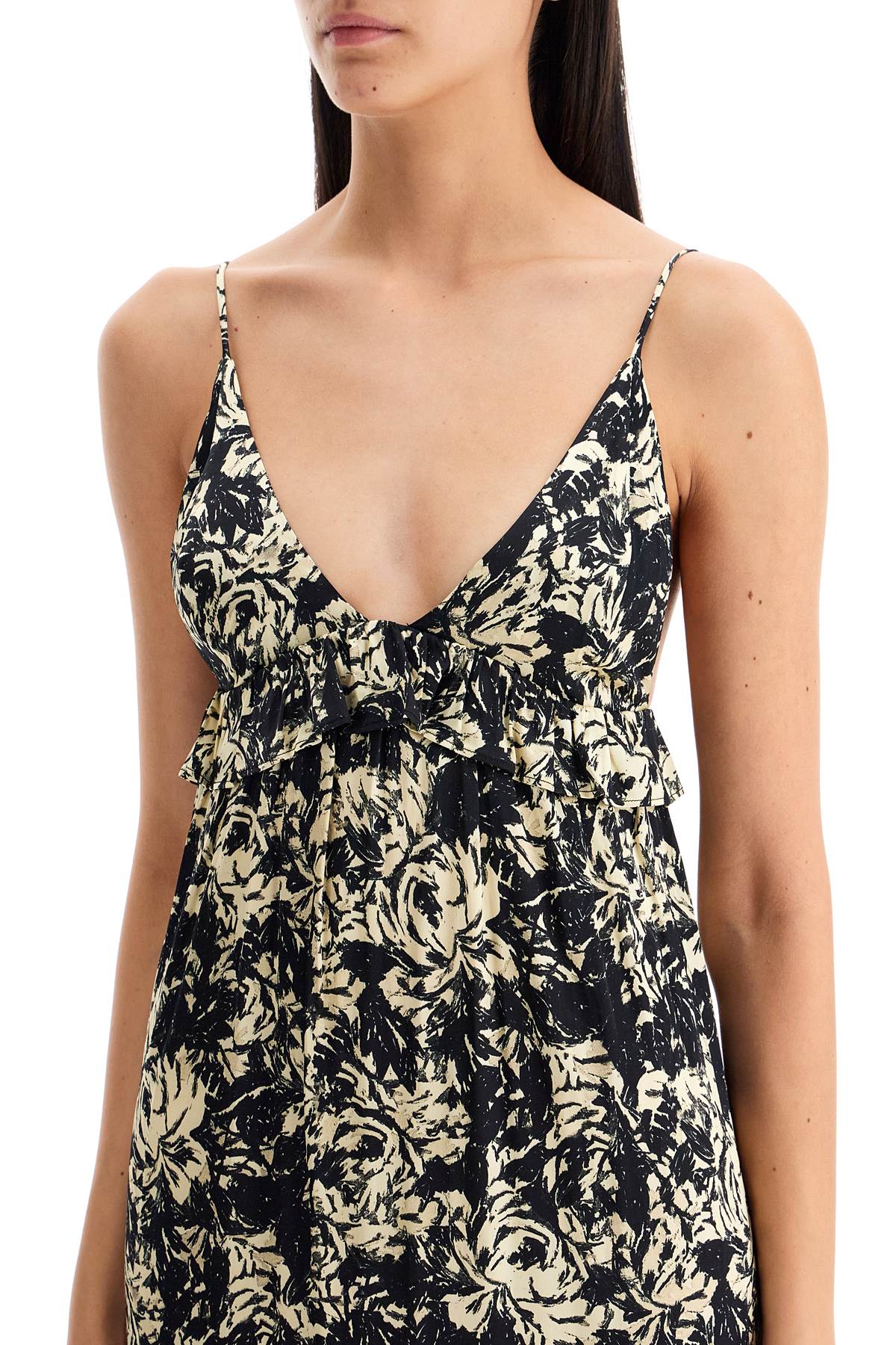 Ganni Floral Print Satin Midi Slip Dress image 3