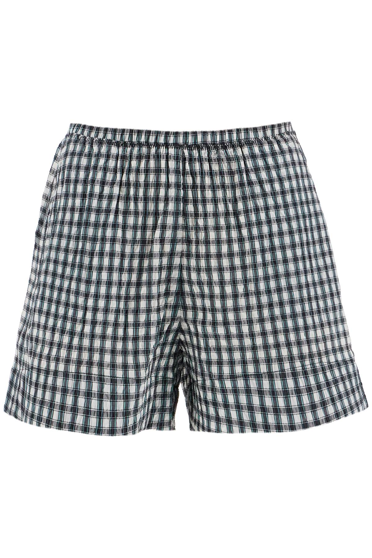 Ganni Seersucker Checkered Shorts - Black & White image 0