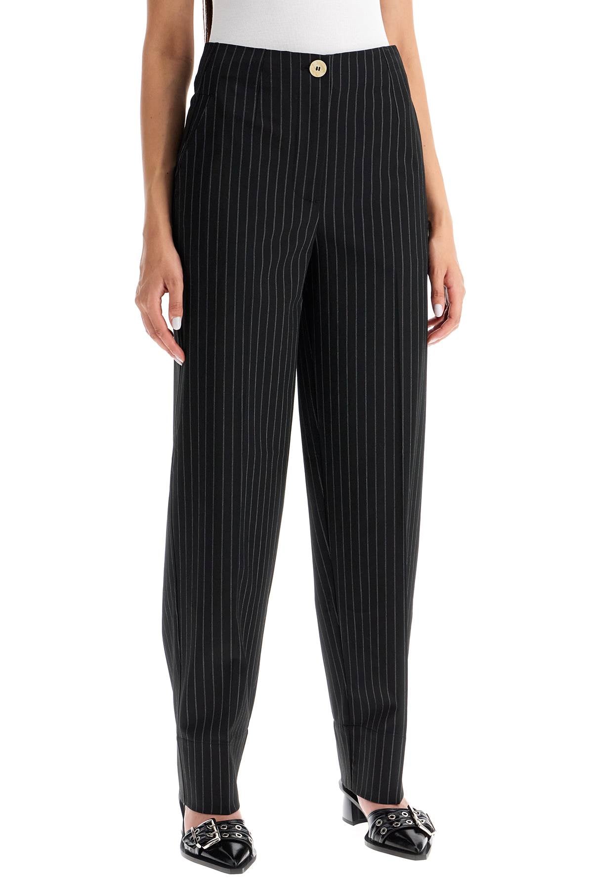 Ganni striped tapered trousers image 1