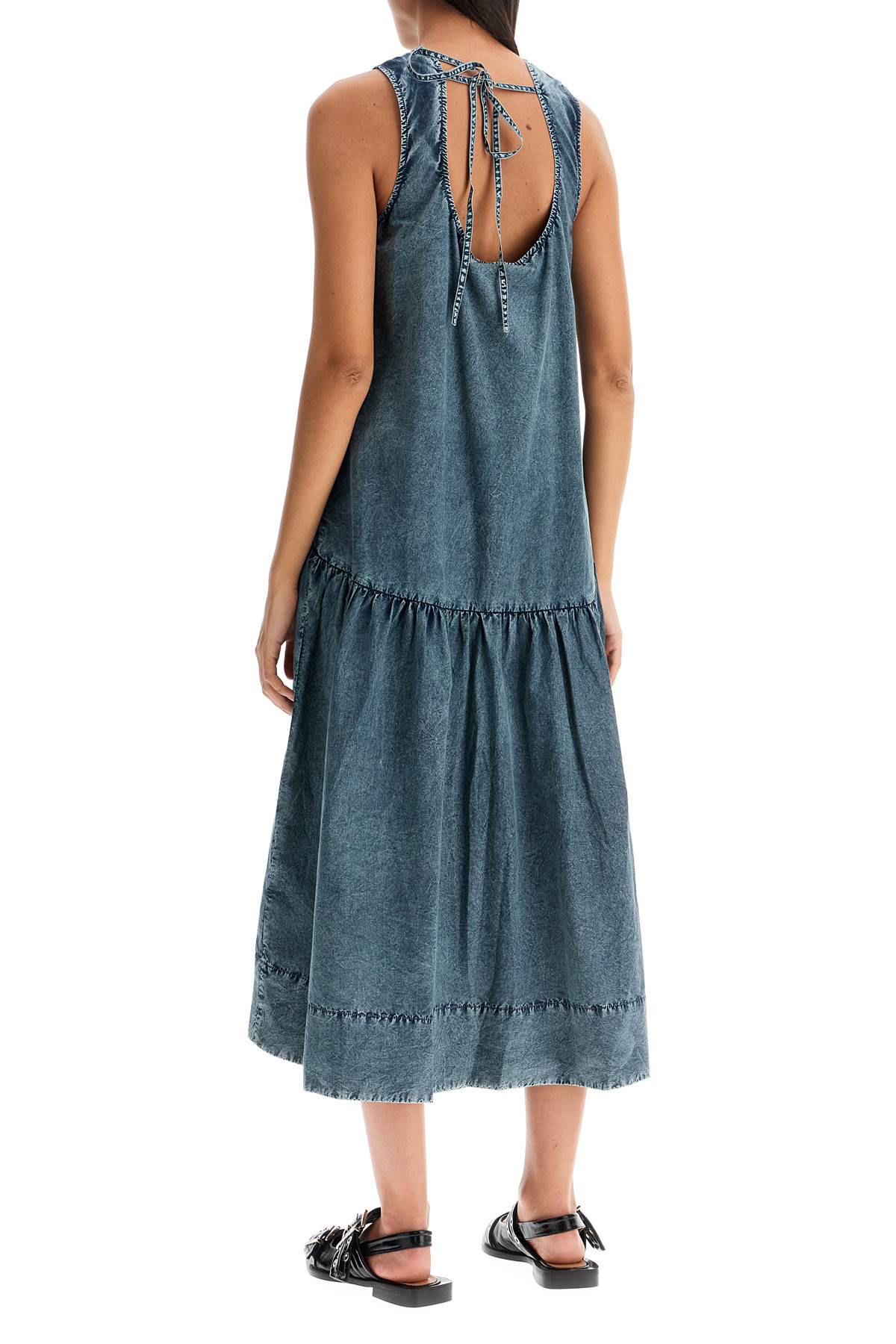 Ganni Stonewashed Organic Cotton Poplin Midi Dress image 2