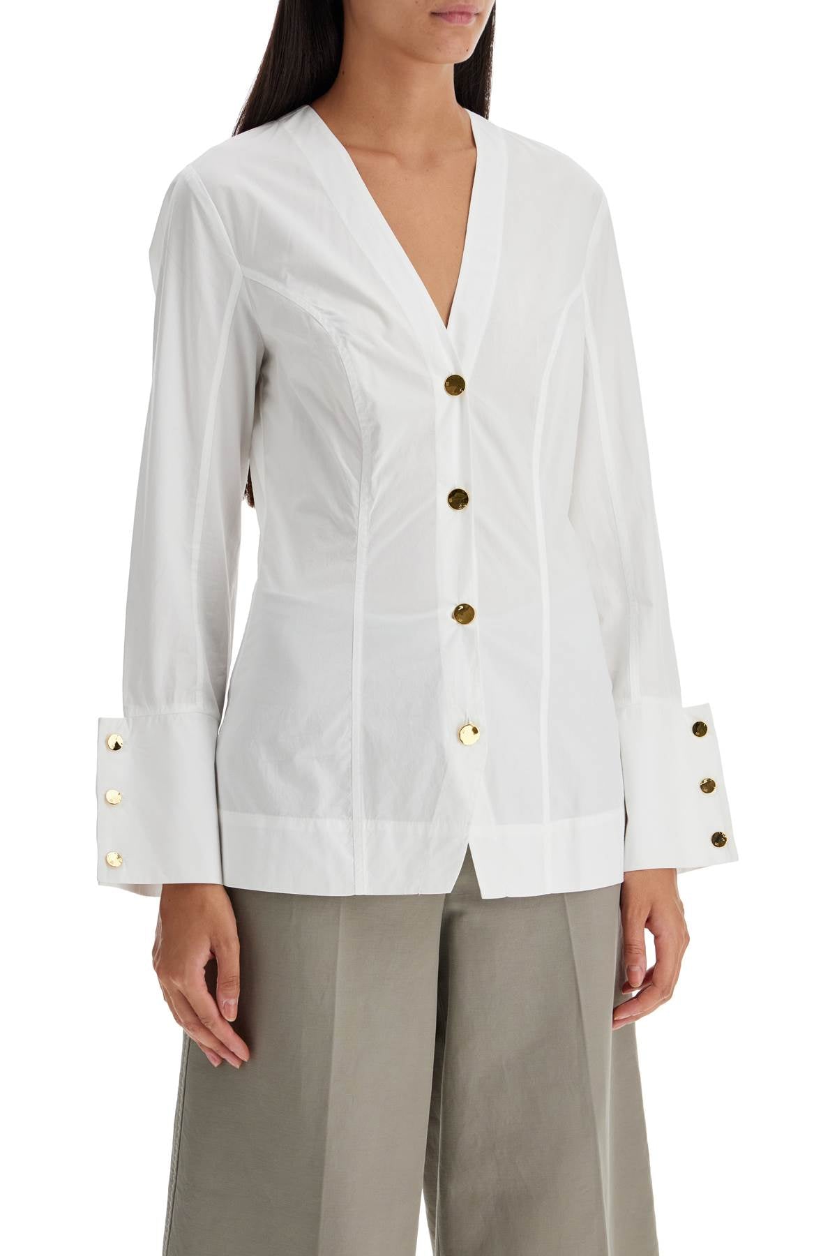 Ganni v-neck shirt with collar image 1