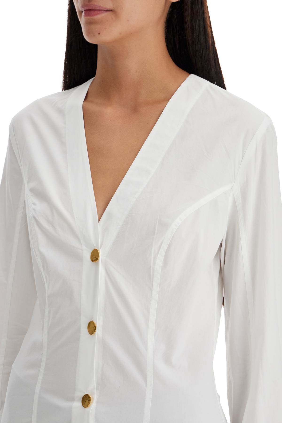 Ganni v-neck shirt with collar image 3