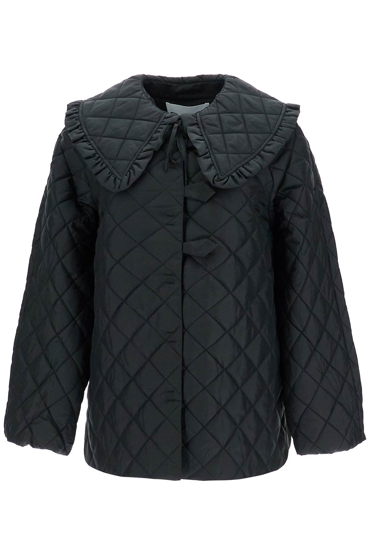 Ganni Quilted Ripstop Jacket: Diamond Pattern, Exaggerated Collar image 0