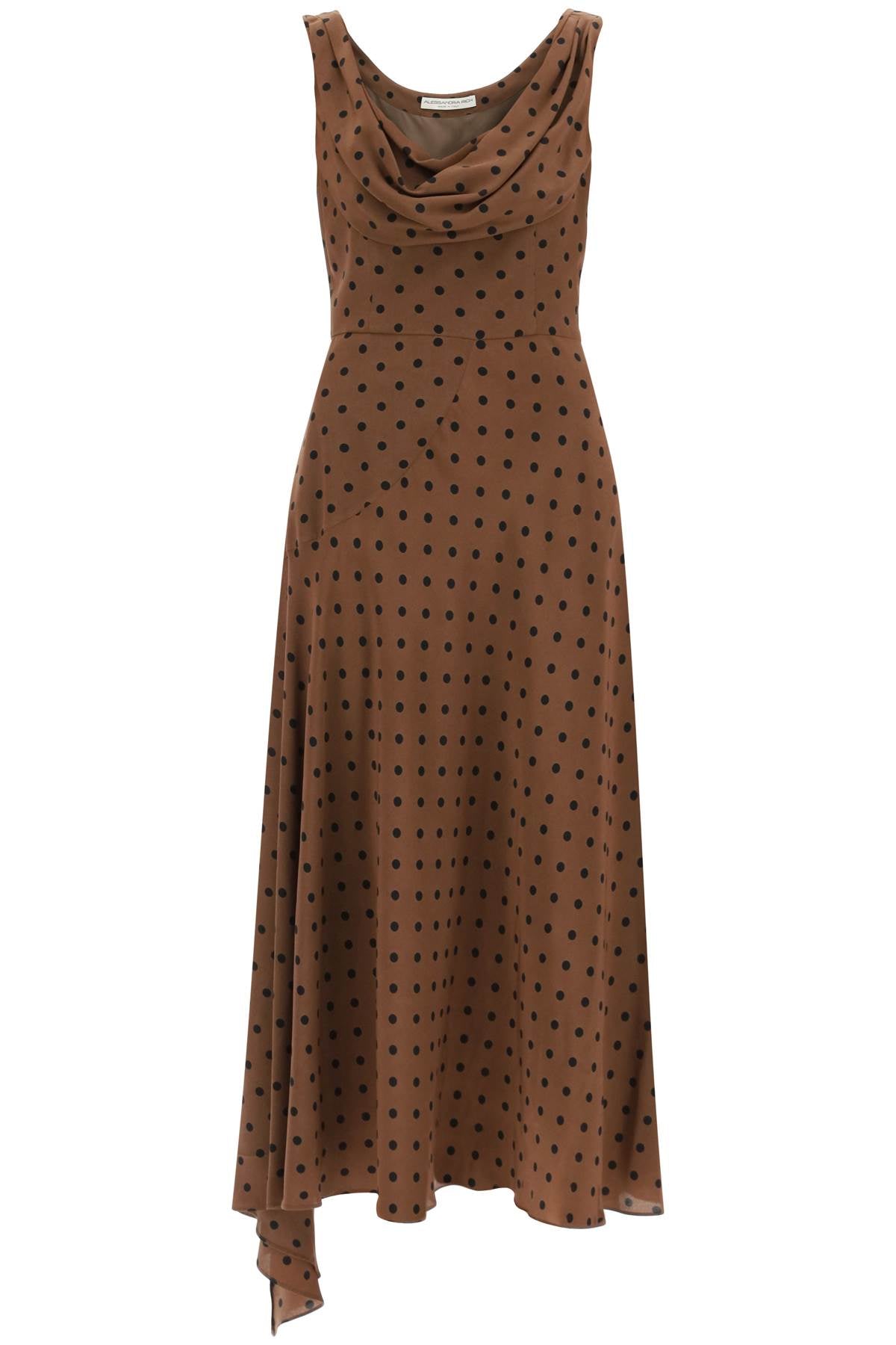 Alessandra Rich Draped Neckline Polka Dot Silk Midi Dress image 0