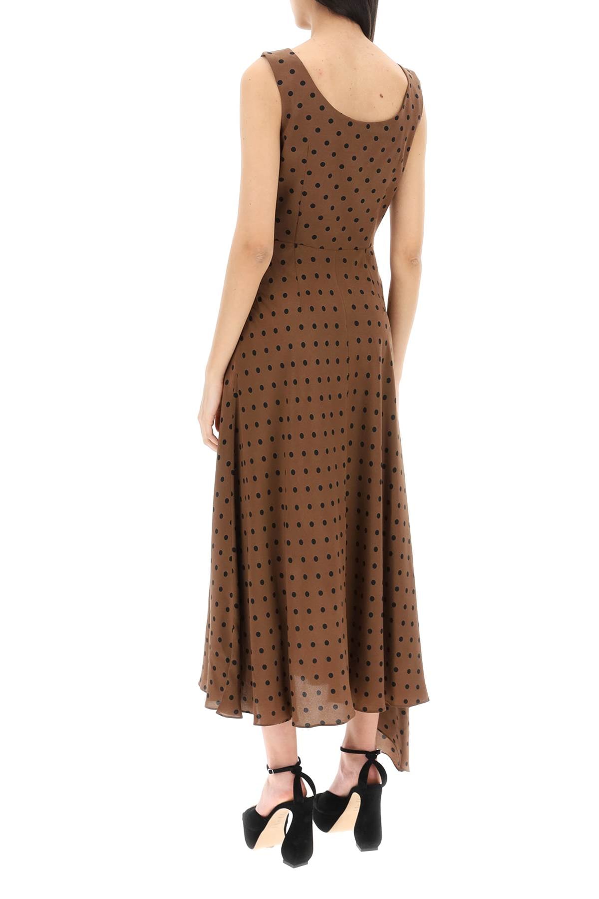 Alessandra Rich Draped Neckline Polka Dot Silk Midi Dress image 2