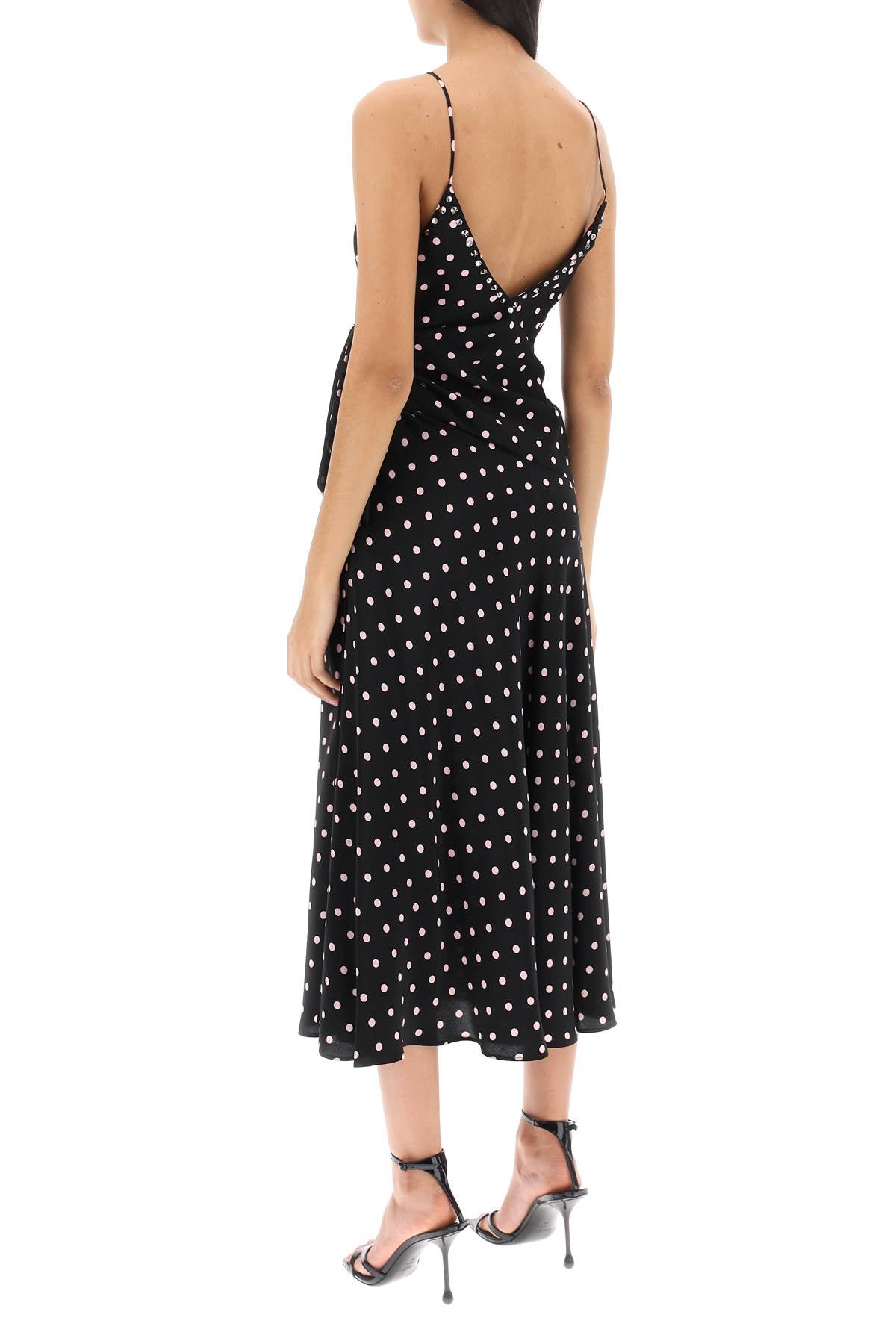 Alessandra Rich Polka Dot Silk Slip Dress with Rhinestones and Studs image 2