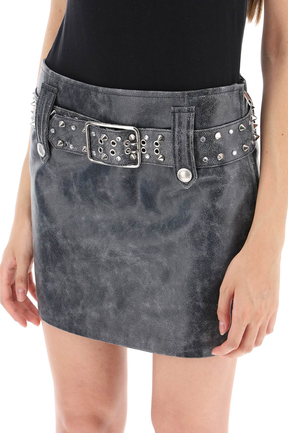 Alessandra Rich leather mini skirt with belt and appliques image 3