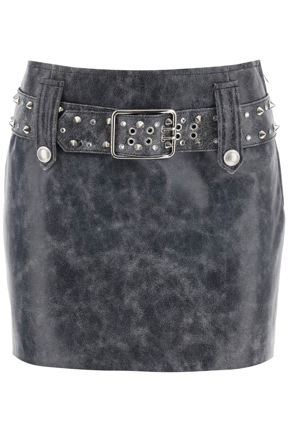 Alessandra Rich leather mini skirt with belt and appliques image 0