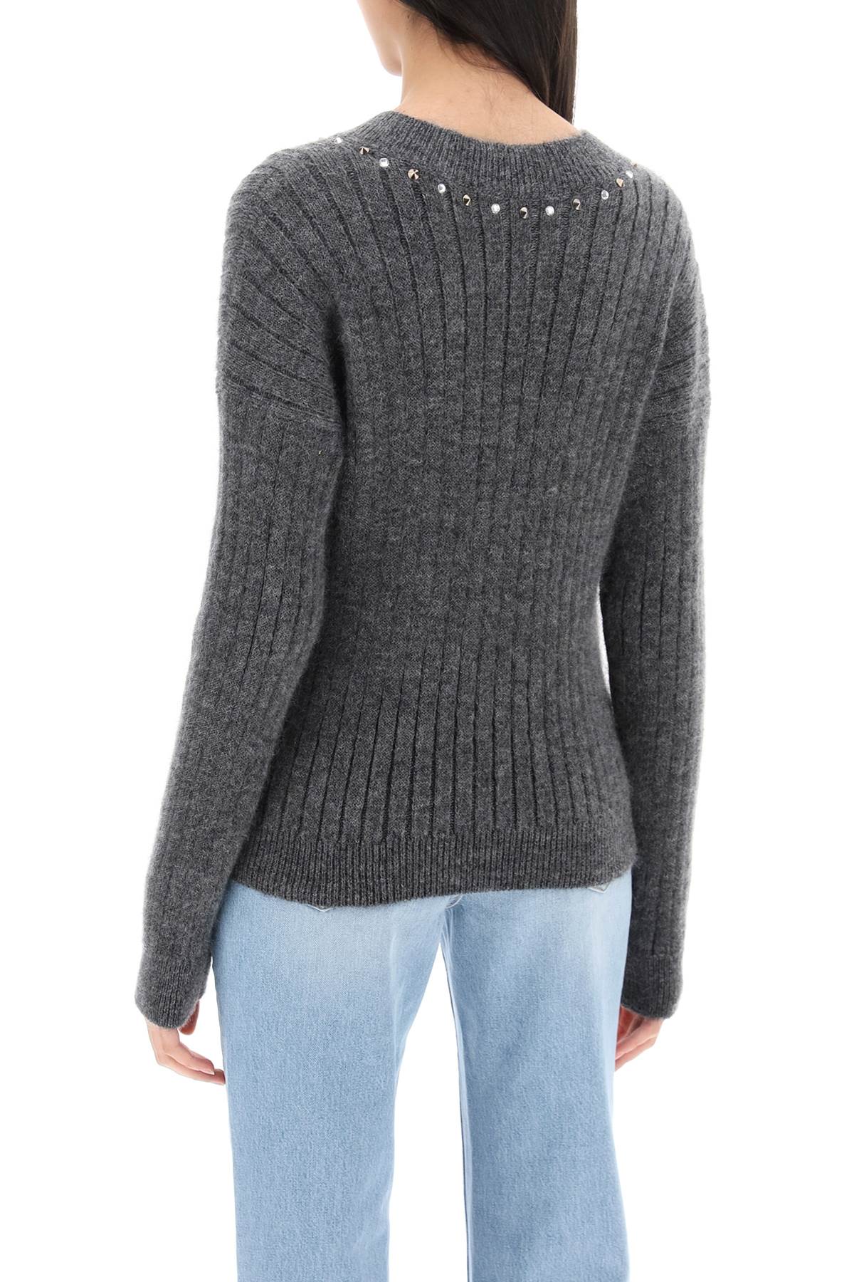 Alessandra Rich wool knit sweater with studs and crystals image 2