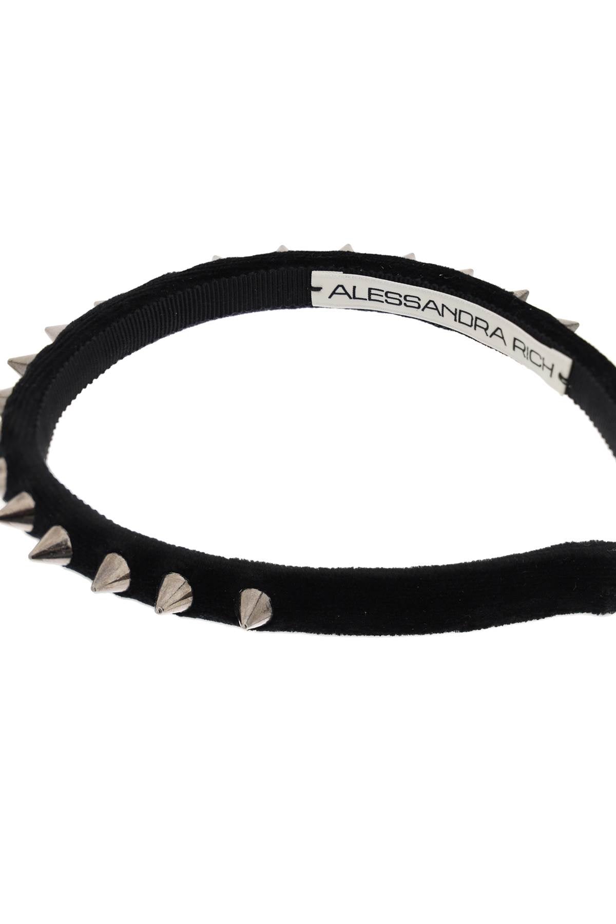 Alessandra Rich Velvet Headband with Silver Spikes image 2