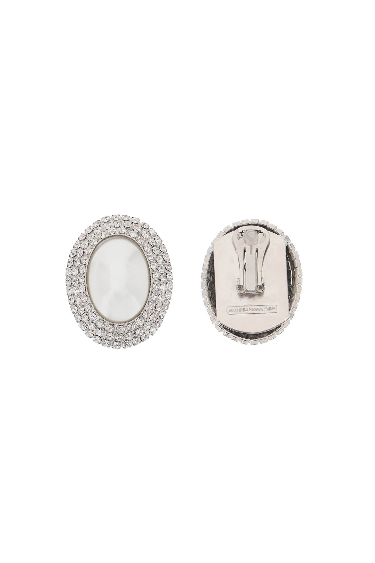 Alessandra Rich Oval Pearl and Crystal Earrings image 2