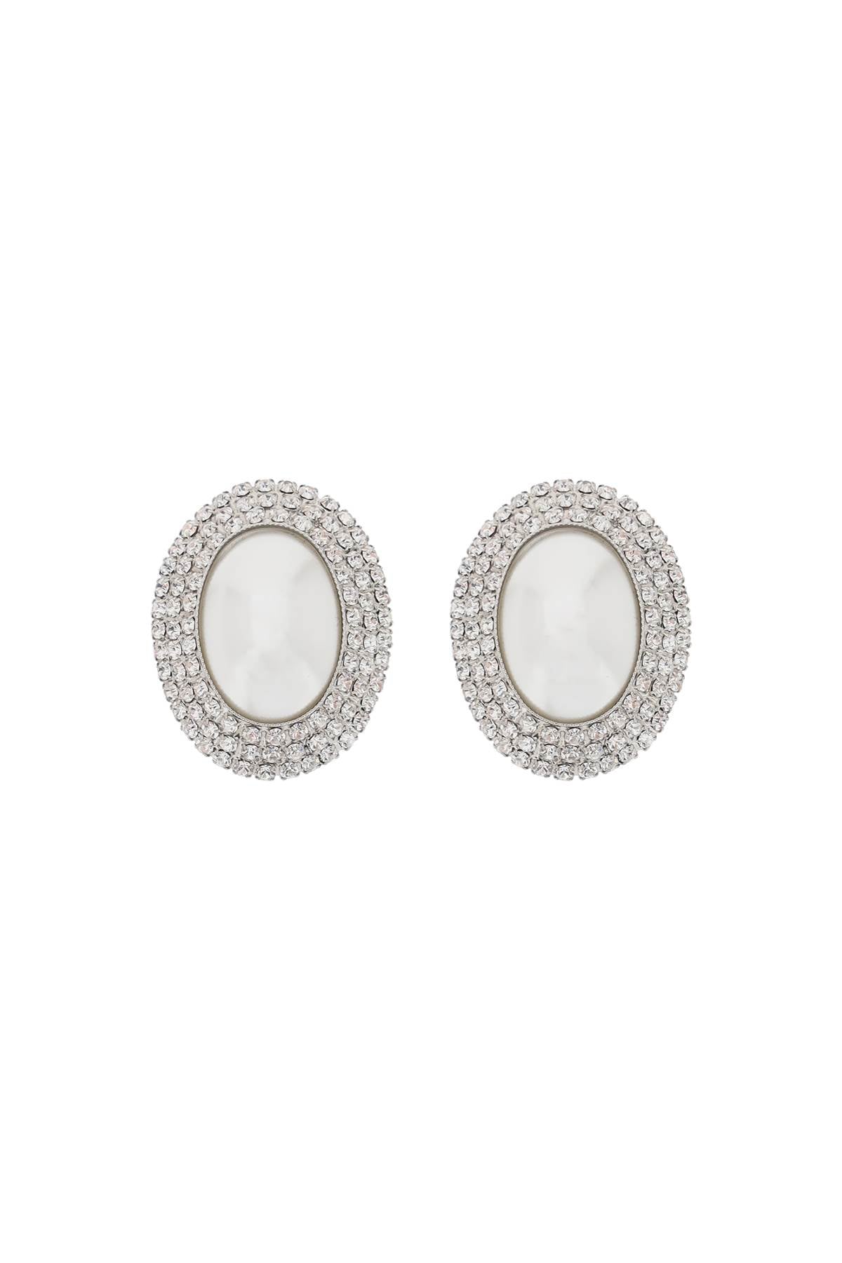 Alessandra Rich Oval Pearl and Crystal Earrings image 1