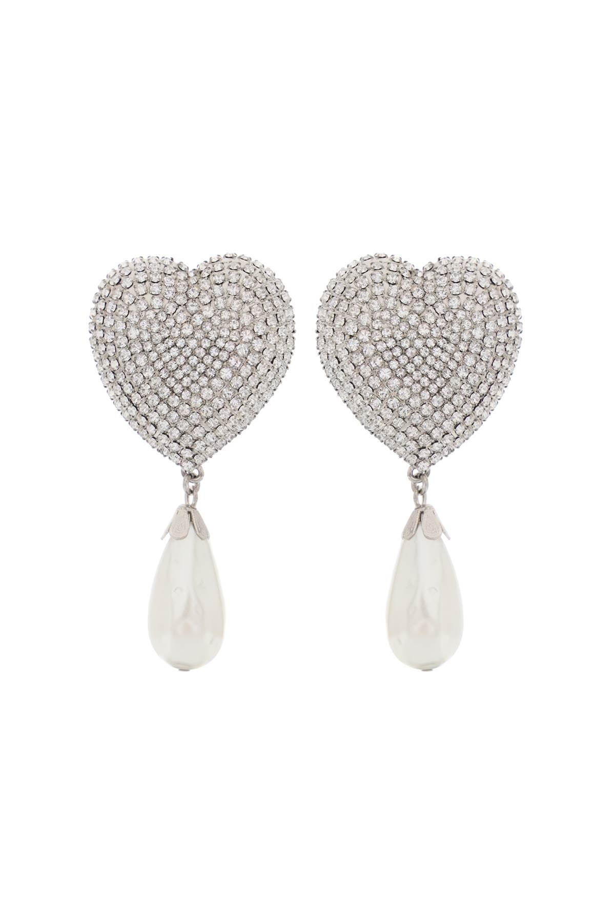 Alessandra Rich heart crystal earrings with pearls image 1