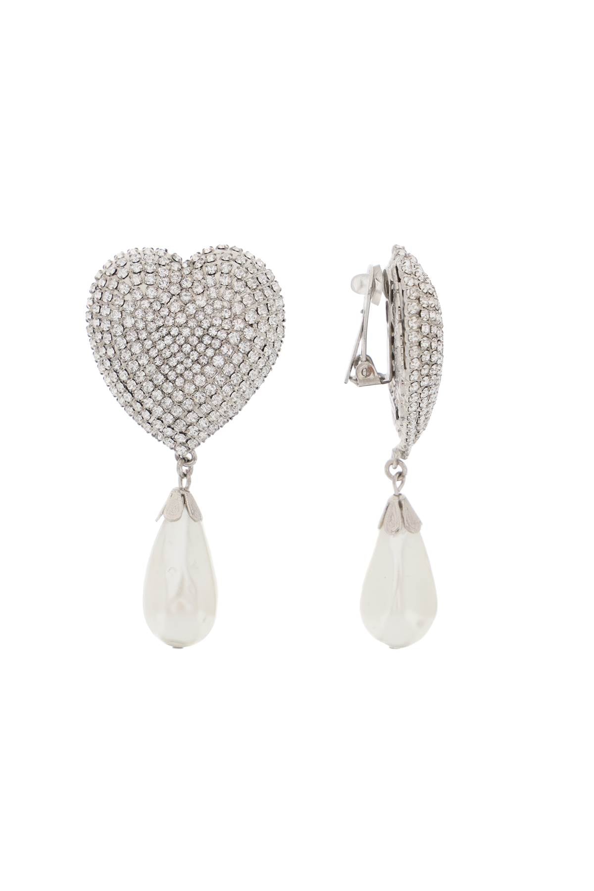 Alessandra Rich heart crystal earrings with pearls image 0